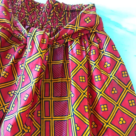 NWOT AFROCENTRIC GEOMETRIC PRINT HIGH WAIST FRONT TIE MIDI SKIRT SZ M - Picture 7 of 8